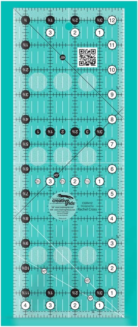 Creative Grids 4.5" x 12.5" Rectangle Quilting Ruler Template CGR412...
