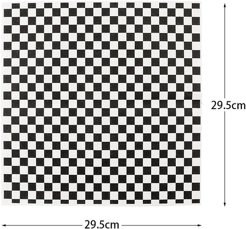 100 Sheets Checkered Dry Waxed Deli Paper Sheets, Paper Liners for Plastic Food Basket, Wrapping Bread and Sandwiches (Black)...