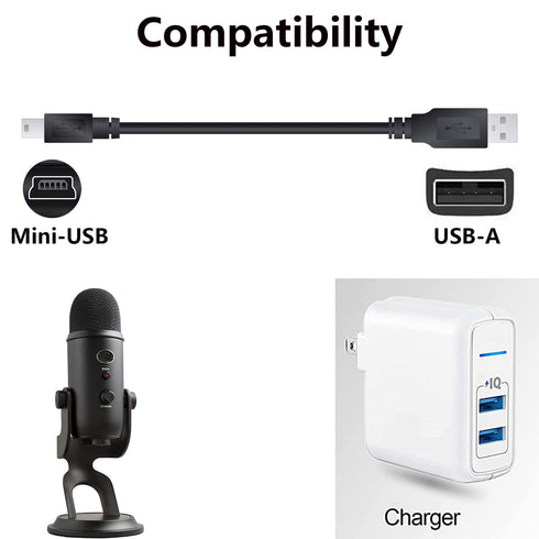 Replacement Mini USB Charging Cable for Blue Yeti Microphone, Charger Cord for Blue Yeti Recording Microphones MIC, Blue Yeti Pro USB Microphone, ...