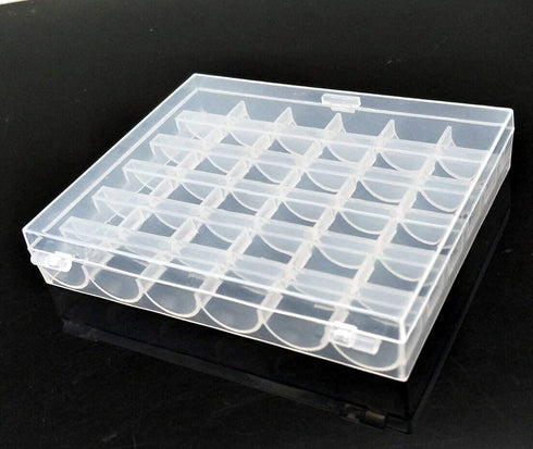 Fbshicung Bobbin Box,Transparent 36 Empty Bobbins Spools Box,Machine Bobbin Organizer Plastic Case,Sewing Craft Plastic Case Storage Box for Sewin...