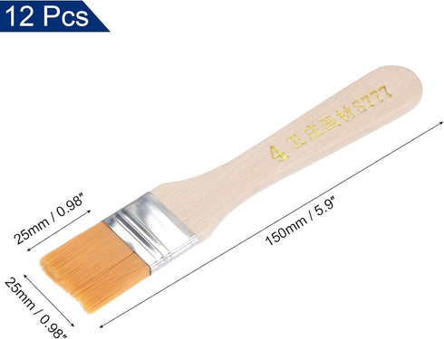 uxcell 6" Paint Brush 1" Width Soft Nylon Bristle with Wood Handle for Wall, Cabinets, Fences Yellow 12Pcs...