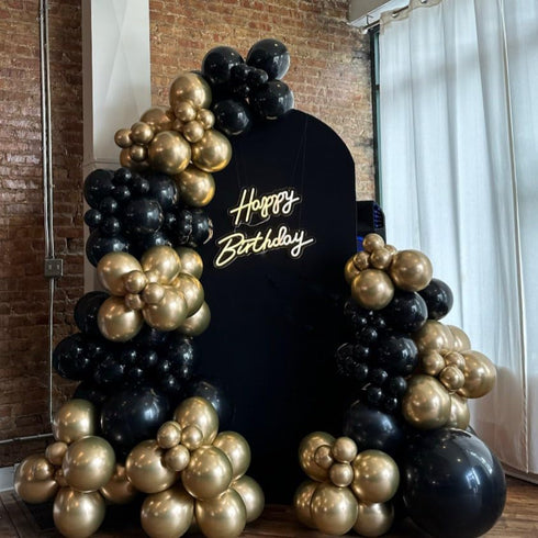 Black and Gold Balloon Garland Kit, 114Pcs Black and Gold Balloons, 4 Size Black Gold Latex Party Balloons for Birthday Decorations, New Years, We...