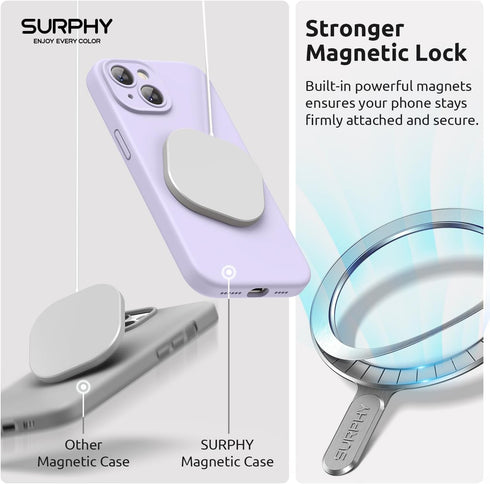 SURPHY Designed for iPhone 15 Plus Case Compatible with MagSafe (6.7 inch 2023), with 2 Pack Screen Protector, Liquid Silicone Phone Case (Camera ...