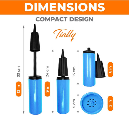 Hand Air Pump for Balloons - 9" Portable Manual Balloon Pump, Mini Hand Pump for Inflatables, Pool Floats, Party Garlands, Exercise and Yoga Balls...