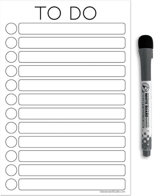 Dry Erase to Do List Vinyl Whiteboard Sticker Decal by Glassboard Studio | Removable & Reusable | Magnetic Fine-Tip Marker Included (6 x 9 inches,...