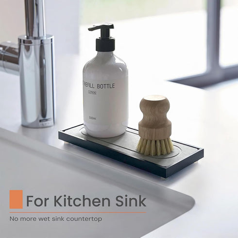 Instant Dry Sink Caddy Organizers, Sponge Holder for Kitchen Sink Counter, Water Absorbing Stone Drying Mat Rack, Soap Dish for Bathroom Counterto...