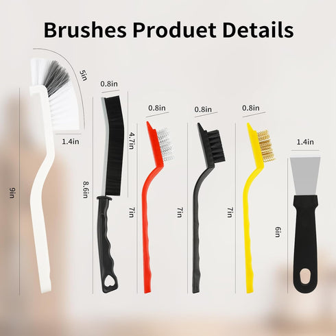 10Pcs Crevice Cleaning Brush Set,Hard Bristle Cleaning Supplies for Corner, Sink, Cup, Teapot, Bottle, Blender...
