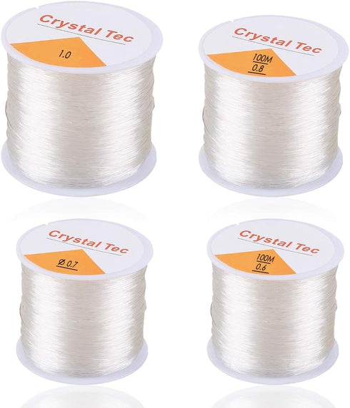 4 Roll 328 FT Clear Elastic Beading Threads, AIFUDA Stretchy Crystal Bracelet String Cords Crystal Rope for DIY Bracelet Beading Jewelry Making (0...