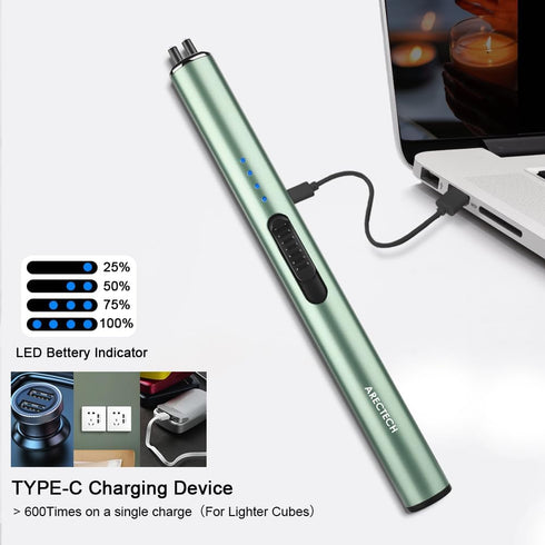 ARECTECH Electric Candle Rechargeable Lighter Arc Plasma Lighters for Candle Kitchen Camping Christmas Type-C Green...