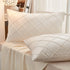 JAUXIO Diamond Pinch Pleated Crystal Velvet Pillowcases 2 Pack Solid Pintuck Throw Cushion Cover for Home Decor Hidden Zipper Closure (Cream, Stan...