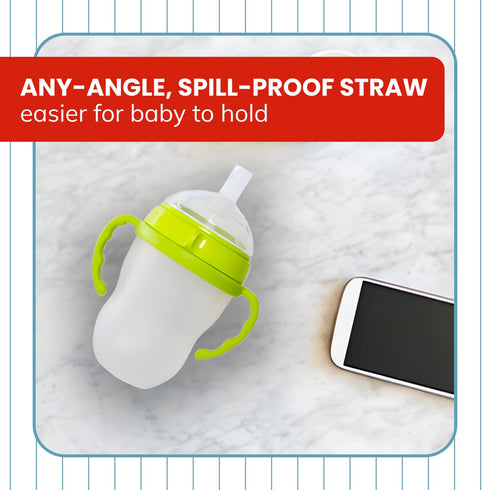 Straw Transition Cup Kit for Comotomo Baby Bottles | Conversion Kit Fits 5 Ounce and 8 Ounce Bottles | Soft, Silicone Straw Top Bottle Nipple & We...