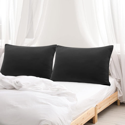 uxcell 2 Pack Pillow Cases Soft 1800 Series Microfiber Pillowcases Set with Zipper Queen(20"x30") Black...