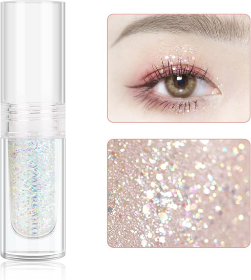 Liquid Glitter Eyeshadow, Pigmented, Long Lasting, Quick Drying, Easy to Apply, Loose Glitter Glue for Eye Crystals Makeup (Transparent Flashing C...