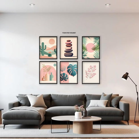 Posterizer 6 pcs-Boho Modern Nature Neutral Desert Poster-Abstract & Modern Art-Landscape & Nature Art-Gift for Street Art, Mural Fans-Decor for H...