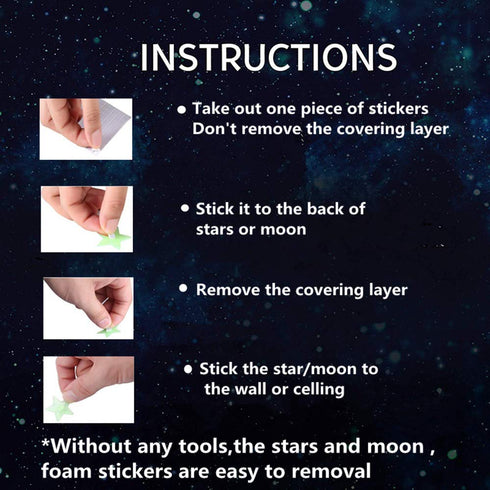 Glow in The Dark Stars - Glow Stars Stickers for Ceiling,Self Adhesive 3D Glowing Stars and Moon for Starry Sky,Wall Decals for Kids Rooms,Wall St...