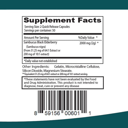 ELP ESSENTIAL Black Elderberry Capsules 2000mg | 100 Count | Super Concentrated Sambucus Extract,Antioxidant and Immune...
