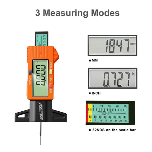 GODESON Tire Tread Depth Gauge,Digital Tire Tread Depth Gauge with Color-Coded Bar,Tread Depth Gauge in 1 Inch/25.4 mm,Tire Depth Gauge with Large...
