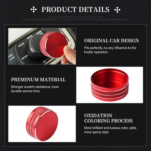 LECART for Jeep Grand Cherokee Accessories 2014-2021 Central Multimedia 4WD Switch Knob Cover Aluminum Alloy Red 1 Pack...