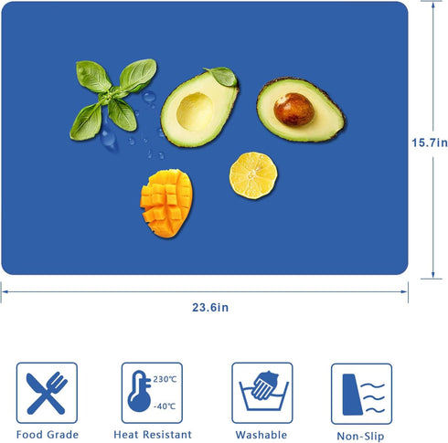 Silicone Placemats, Food-Grade Non-Slip Waterproof, Dining, Stain Resistant, Countertop Protector, Kitchen Counter Mat, Heat Resistant, Baking mat...