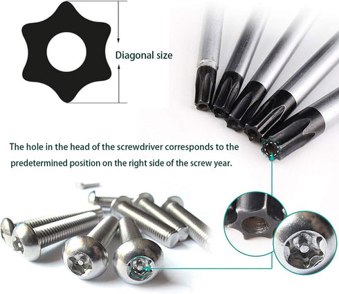 Buspoll Torx screwdriver set T6 T8 T9 T10 star screwdriver suitable for mobile phone/Mac/computer repair...