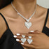 Unicra Crystal Heart Bridal Wedding Jewelry Set Silver Rhinestone Necklace Earrings Bracelet Sets Formal Costume Jewelry for Women and Brides...