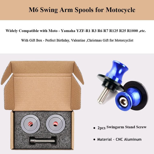 2pcs 6MM M6 X1.5 Motorcycle Swing arm Sliders Stand Spools fits for YZF R1 R3 R6 R7 R125 R25 R1000 (Blue)...