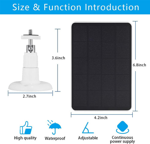 Solar Panel Compatible with WYZE Battery Cam Pro Camera, Wireless Security Camera Outdoor 4W Solar Panel with 10ft Micro USB Charging Cable Type C...