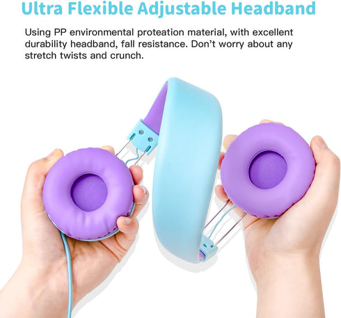 Kids Headphones Wired for School with Microphone, Lightweight Foldable Wired Headphones for School Age Kids with in-Line Control for Boys and Girl...