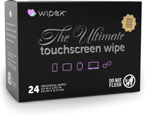 Wipex Car Screen Wipes for Electronics - 24 Individual Car Screen Cleaner Wipes - Plant-Based Touchscreen Cleaner Cloth for Dashboard Panels, Mobi...