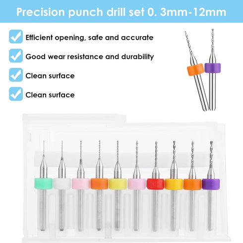 20 Pcs Micro Drill Bit Set 0.3-1.2mm Micro Drill Bits Tungsten Steel PCB Print Circuit Board Flute CNC Router Bits Shank for Rough Stone Jewelry P...