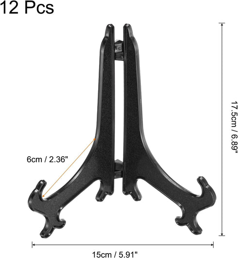 uxcell 7" Acrylic Plate Stands for Display Easels Stand Display Stand Acrylic Plate Holder for Card Easel Photo Frame Desktop Black 12Pcs...