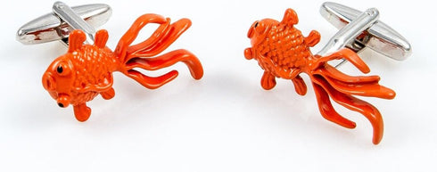 Fancy Goldfish Fish Koi Pair Cufflinks in a Presentation Gift Box & Polishing Cloth...