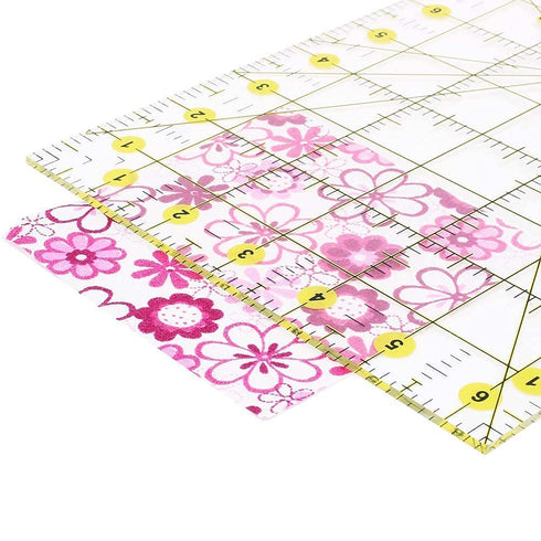 AUTOTOOLHOME Quilting Ruler Acrylic Quilters' Ruler for Easy Precision Cutting Fabric Paper, 6.5" x 12" for Quilting, Sewing & Crafts Template...