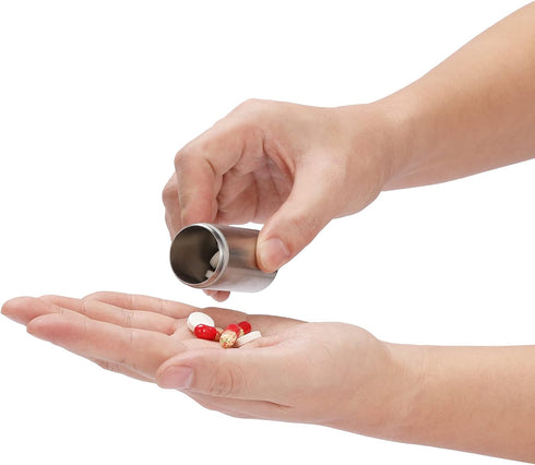 Portable Pill Holder Keychain, Small Metal Pill Case Waterproof Pill Box Container Mini Stainless Steel Pill Organizer for Travel Purse Pocket...