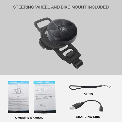 Recoil Waterproof Bluetooth Media Button Steering Wheel Remote Control for Car Bike Motorbike Boat Powersports Compatible iPhone 15 Pro/15 Samsung...