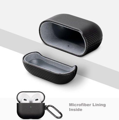 LOPIE Carbon Fiber Texture Case for AirPods 3rd Generation with Cleaner Kit - Vegan Leather Case Cover for AirPods Gen 3 (Released 2021) - Protect...