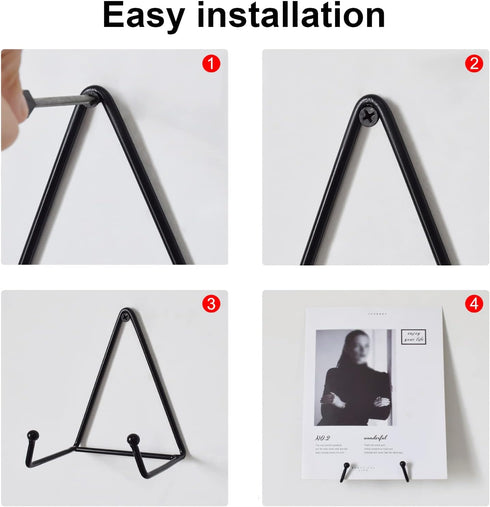 4 Pack 5 inch Wall Mount Plate Display Hanger, Wall Easel Holder Tabletop Plate Stand Holders, Wall Display Picture Frame Stand for Decorative Pla...