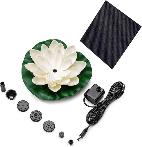 Solar Fountain Pump, Floating Water Lily Bird Bath Fountain with 6 Nozzles for Garden Patio Outdoor Pool Hummingbird Bath and Fish Pond Decor...