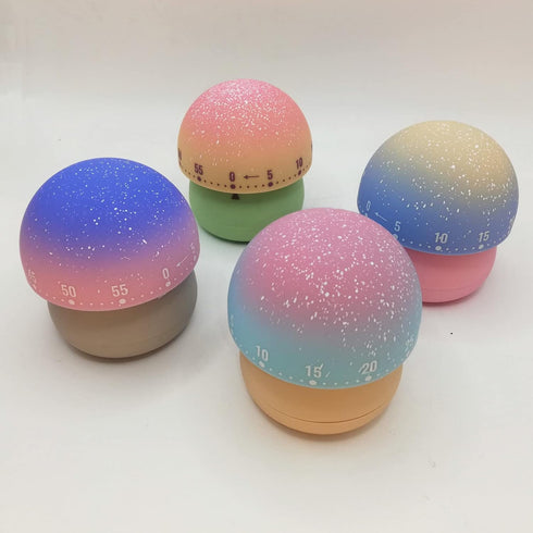 Mechanical Kitchen Timer, Cute Mushroom Timer for Kids, Wind Up 60 Minutes Manual Countdown Timer for Classroom, Home, Study and Cooking (Grey Bas...