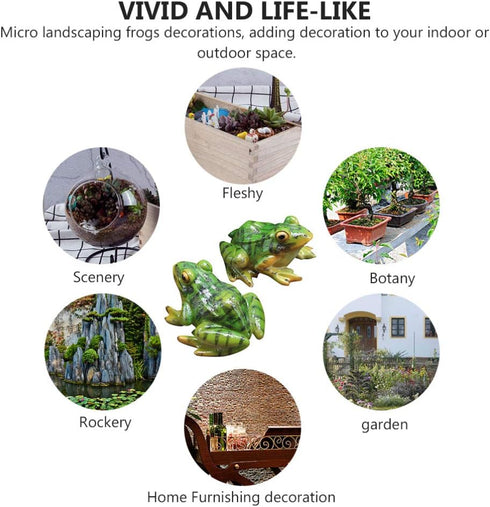 SEWACC Adorable Frogs Figurine 2 Pcs Frog Statue Ornaments Desktop Lovely Resin Frogs Decor Resin Animal Sculpture Creative Craft for Garden Patio...