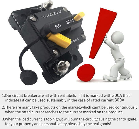 300Amp Circuit Breaker 30-300A with Manual Reset Trolling Motor Auto Car Marine Bike Stereo Audio Terminal Fuse Inverter for System Current Overlo...