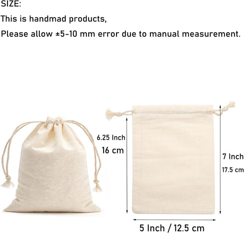 Tendwarm 20 Pieces 5x7 Inches Cotton Drawstring Bags Reusable Muslin Sachet Bag for Party Wedding Storage Home Supplies...
