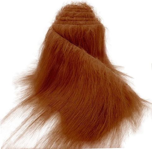 Fur Fabric for Crafts 2"x60", Faux Fur Fabric Strips Dark Brown, Shaggy Craft Plush for DIY Santa/Gnome Beard, Handmade Christmas Halloween Cospla...