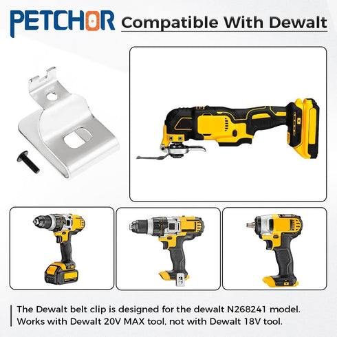 Belt Clips for Dewalt, 8PCS Drill Tool Clips Hook Kit with Screws for Dewalt N268241, Stainless Steel Belt Clips Compatible with 20V Power Tools D...