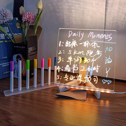 LED Note Board with Colors, 2024 New Glowing Acrylic Message Marker Board, Light up Dry Erase Board with Stand as a Glow Memo Letter Board Note Gl...