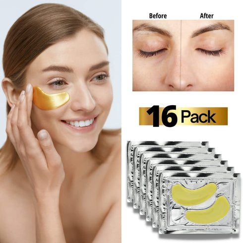 24K Gold Under Eye Patches, Eye Mask,Eye Patches for Puffy Eyes and Dark Circles, Eye Masks Skincare (16 Pair (Pack of 1))...