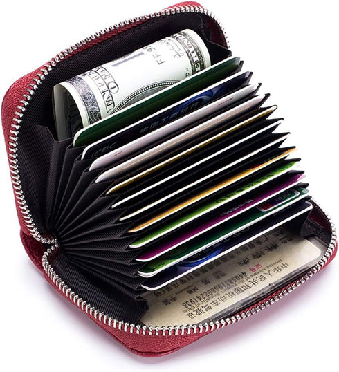 EASTNIGHTS RFID Credit Card Holder Genuine Leather Credit Card Wallet with Zipper...