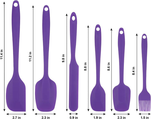 Silicone Spatulas Set, Rubber Spoon Spatula Heat Resistant Spoonula One Piece Design Seamless Spatula Non-Stick Scrapers Baking Mixing Tool (Purpl...
