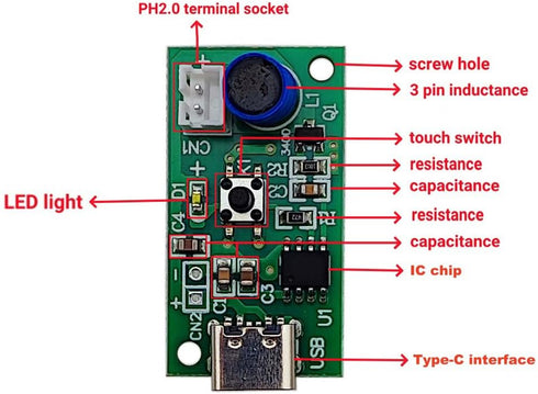 6Pcs USB Humidifieration Atomization Disc Type-C Interface DC 5V Atomization Drive Circuit Board...