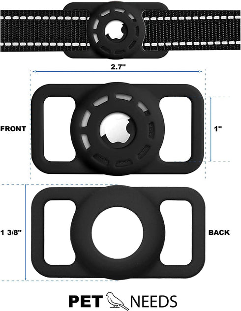 MARVAL Airtag Dog Collar Holder + 4 pcs Protective Film Compatible with Apple Air Tag Cat Pet Case, Protective Waterproof Silicone Small for Puppy...